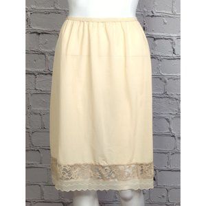 Vintage Caresse Feminine Nylon Half Slip Skirt with Lace Trim Sz  S / M